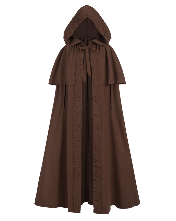 Mittelalter Umhang Damen mit Kapuze – Halloween Cape Vampir Kostüm Hexe Frauen Umhang Schwarz Vampir