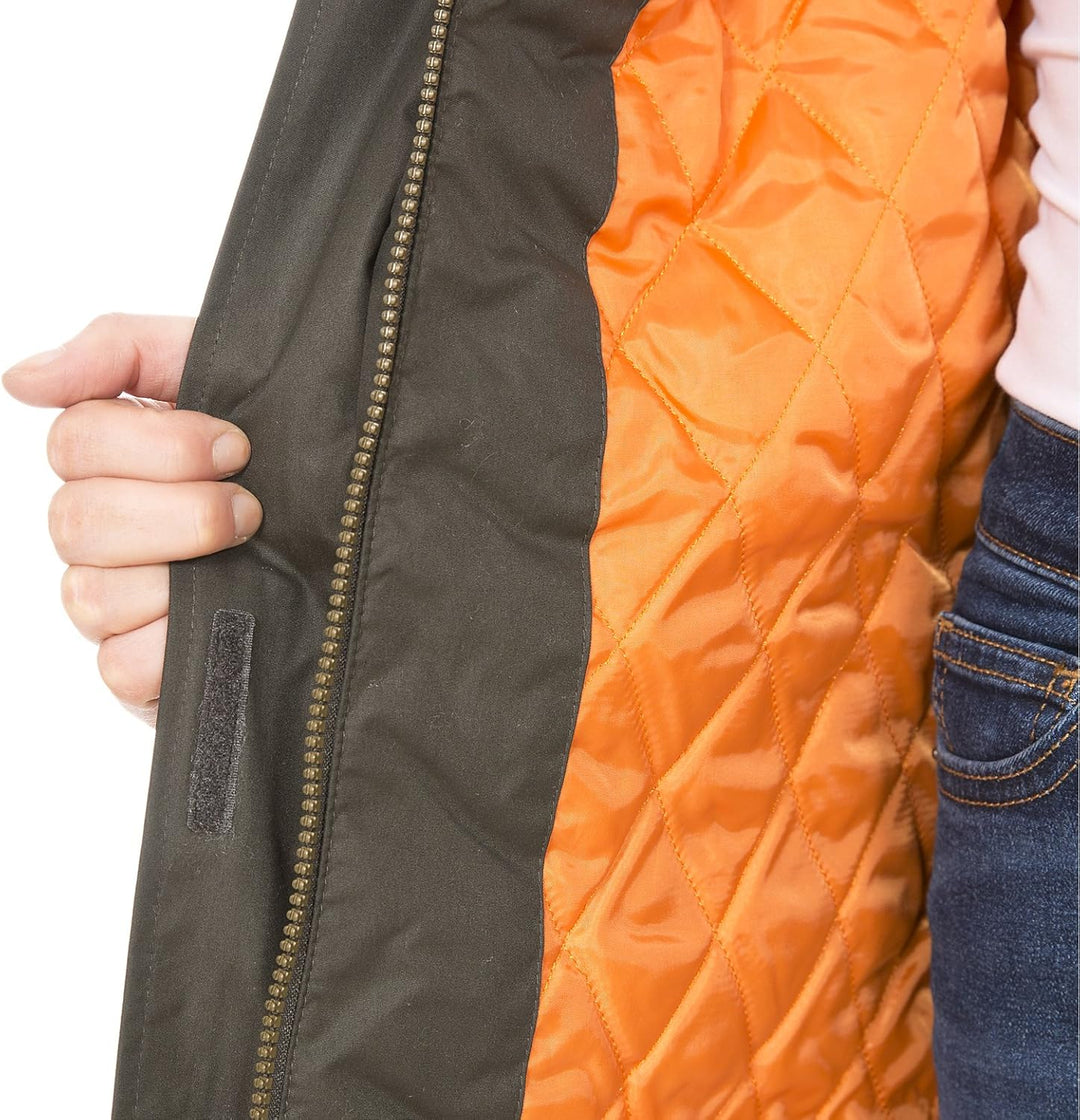 Trespass Clea, Wasserdichte Jacke mit Einrollbarer Kapuze für Damen XXL dunkles kaki, XXL dunkles ka