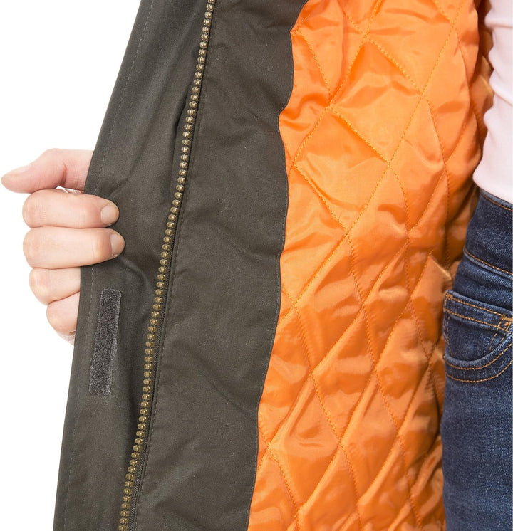 Trespass Clea, Wasserdichte Jacke mit Einrollbarer Kapuze für Damen XXL dunkles kaki, XXL dunkles ka