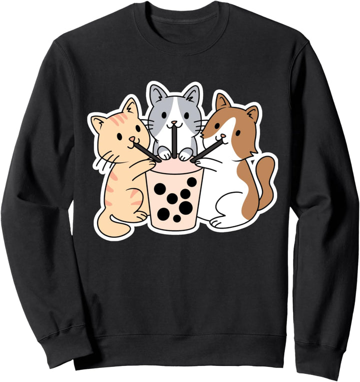 Niedliche Kawaii Katzen mit Boba Tee Sweatshirt
