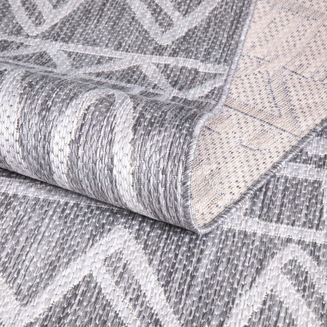 carpet city Outdoor-Teppich Wetterfest Balkon Terrassen - Grau in 160x230 cm - Deko Teppiche Aussen