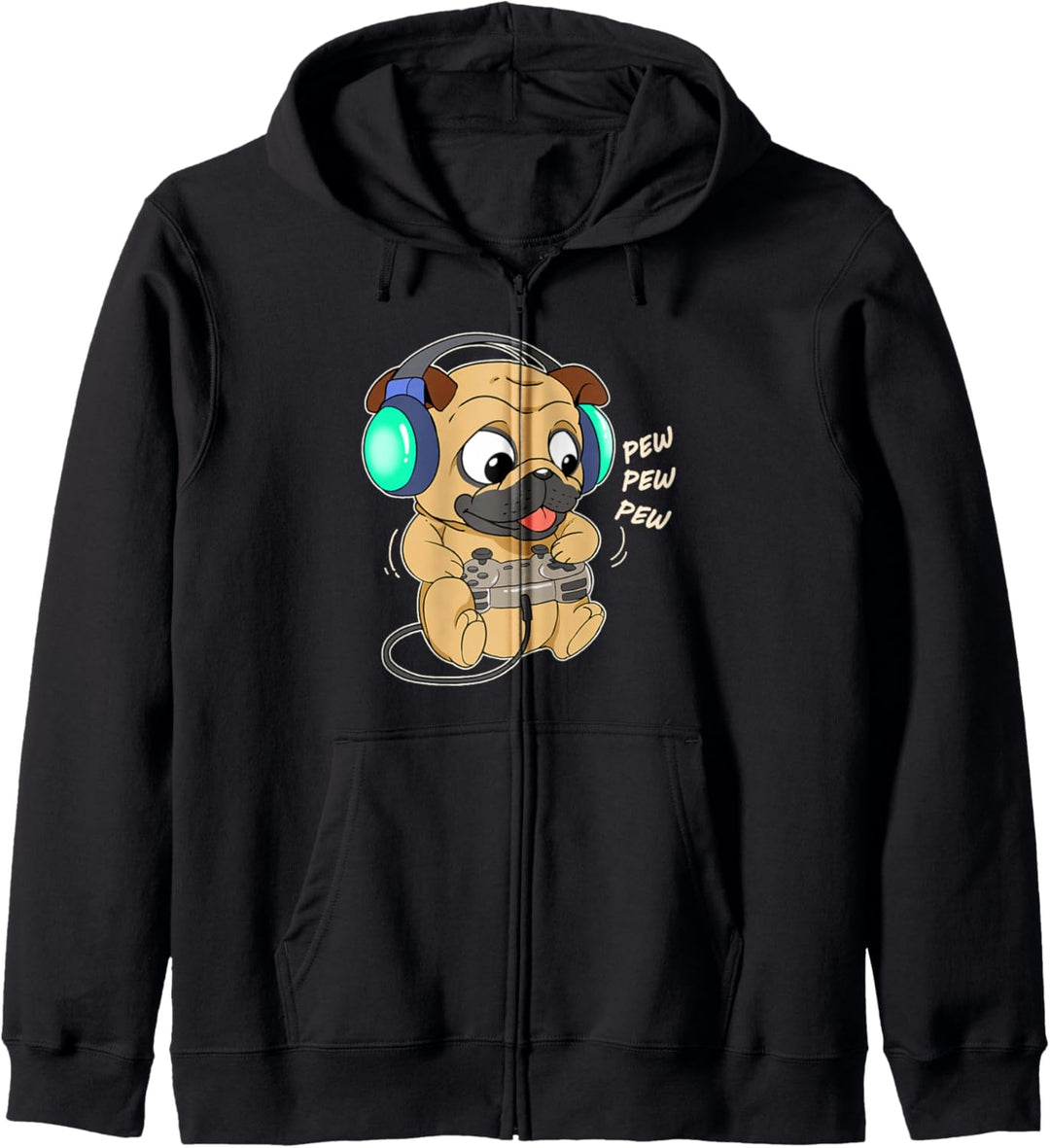 Niedlicher Gaming Mops Video Game Computer Videogame PC Hund Kapuzenjacke