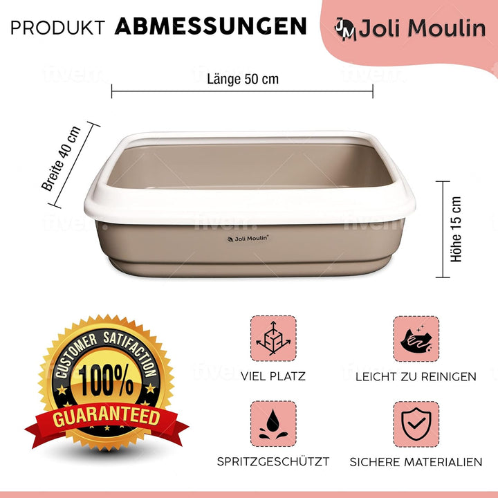 New Life Katzentoilette offen mit Rand 40x50x15 cm Set mit Streuschaufel und Hygiene-Behälter 100% R