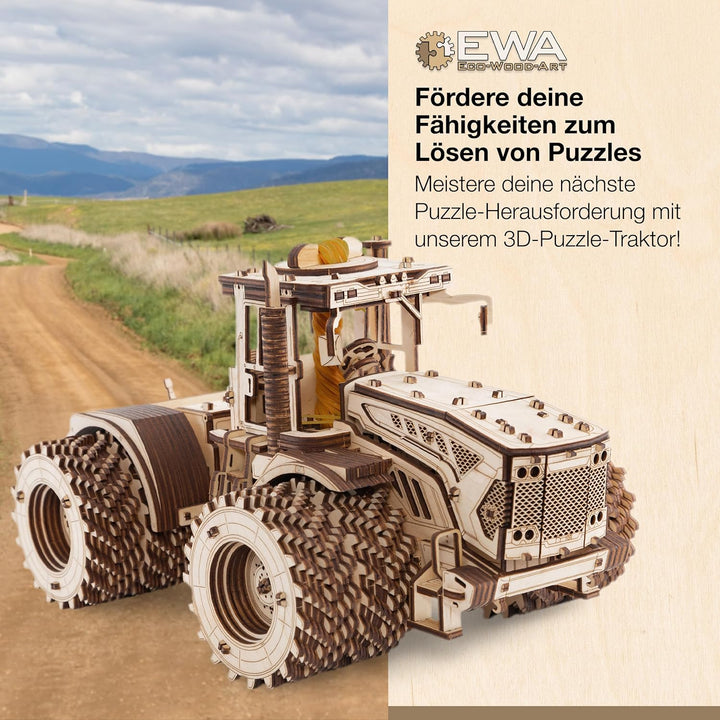 EWA Eco-Wood-Art 3D Puzzle Erwachsenen Traktor Modell mechanisches DIY Traktor Holzpuzzle mit Start-