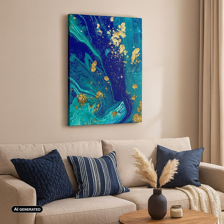 Bilder auf Leinwand Abstraktion modern Leinwandbild mit Rahmen 45x80cm Wandbilder Dekoration Wohnzim