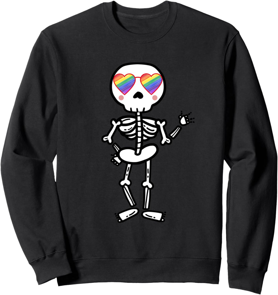 Gay Skelett Regenbogen Sonnenbrille Queer Pride Stuff Teen Sweatshirt