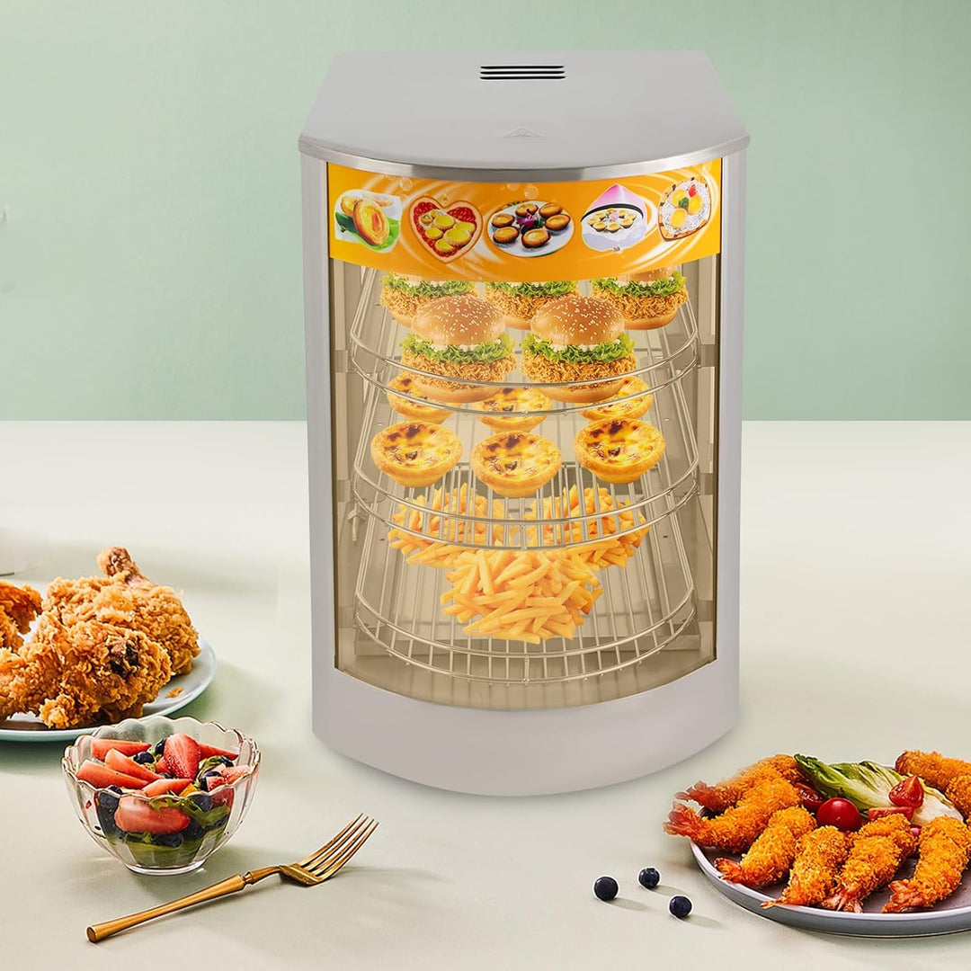 Elektrische Warmhaltevitrine 50L,800W Warmhaltevitrine Speisenwärmer mit 3 Etagen &amp; Innenbeleuchtung