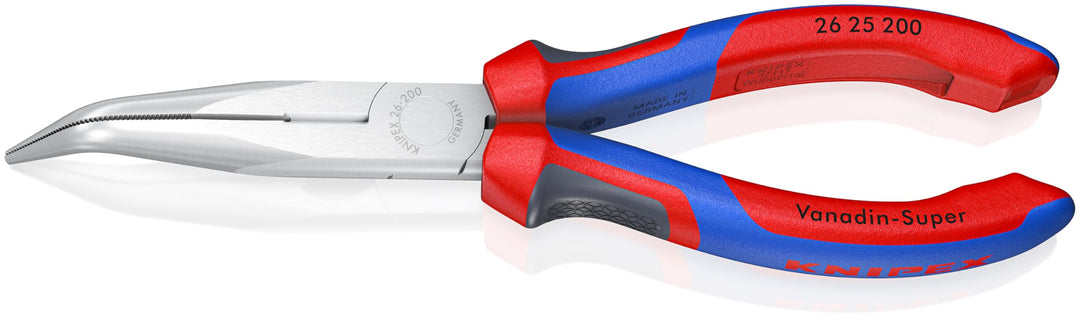 KNIPEX Flachrundzange mit Schneide (Storchschnabelzange) verchromt, mit Mehrkomponenten-Hüllen 200 m