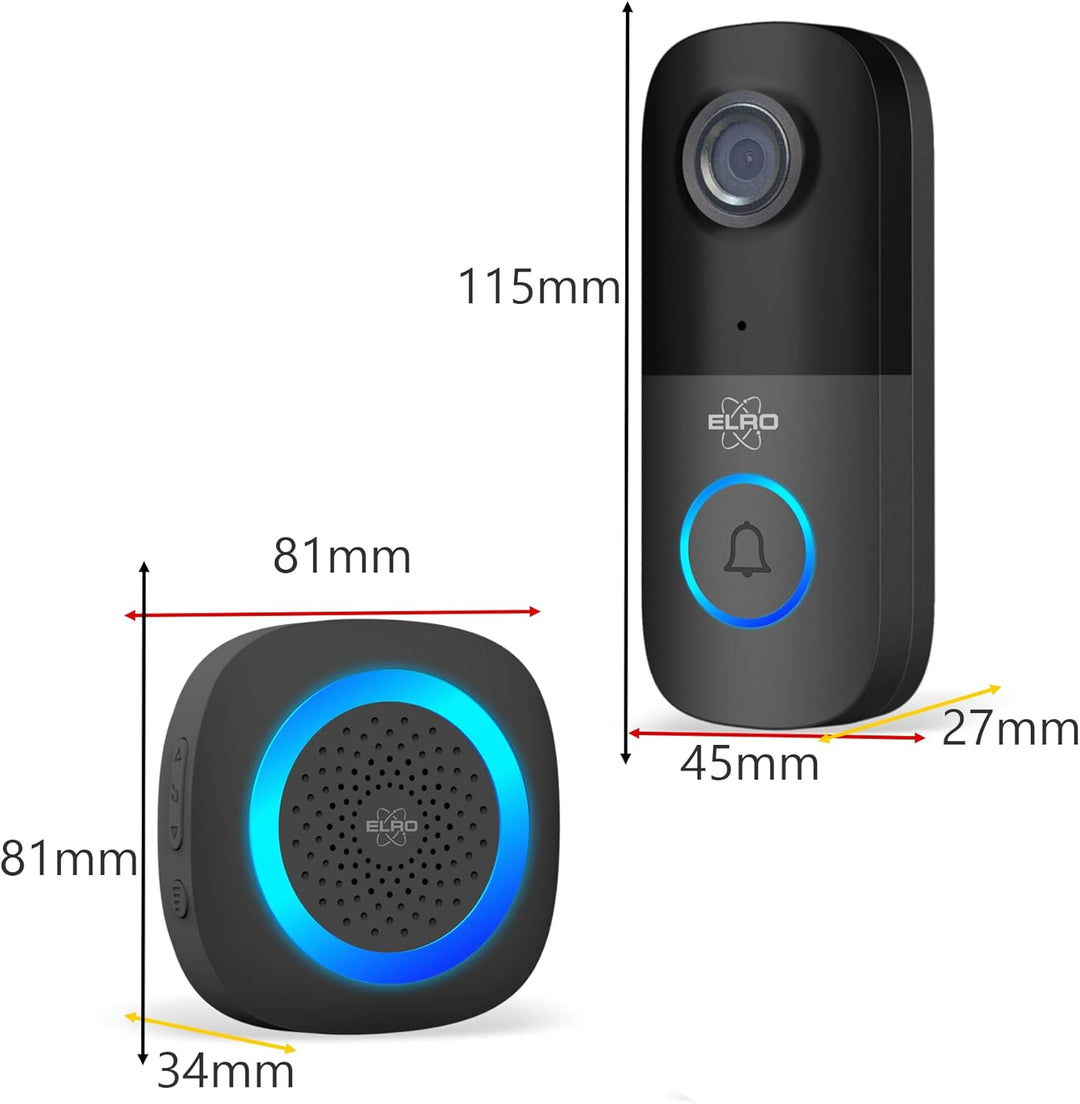 ELRO DV2000IP WLAN IP Video Türklingel – mit Innenmodul – 1080P Full HD – IP55 Wasserfest