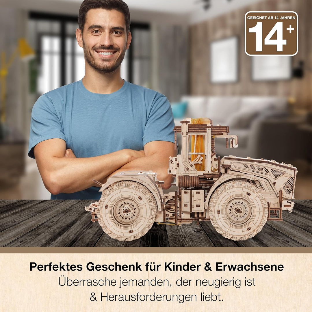 EWA Eco-Wood-Art 3D Puzzle Erwachsenen Traktor Modell mechanisches DIY Traktor Holzpuzzle mit Start-