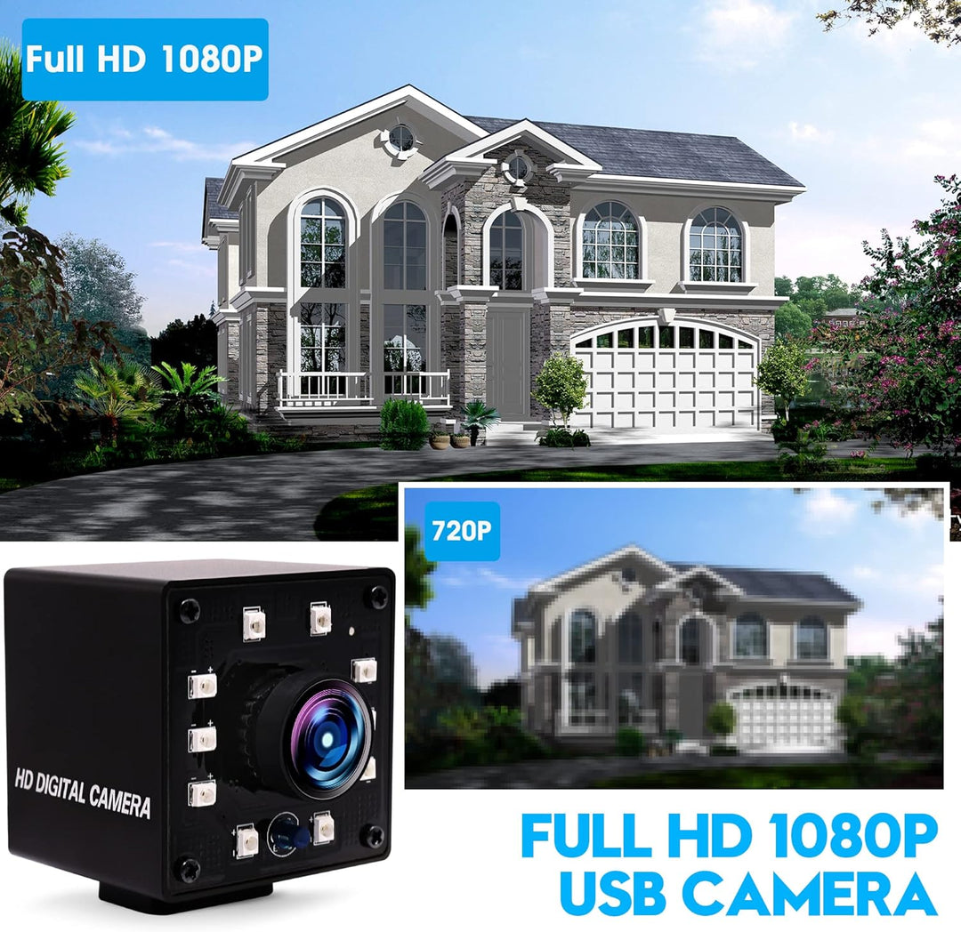 ELP USB Kamera 1080P Weitwinkel 170Grad Fisheye Webcam Full HD Nachtsicht Infrarot PC 100fps/60fps V