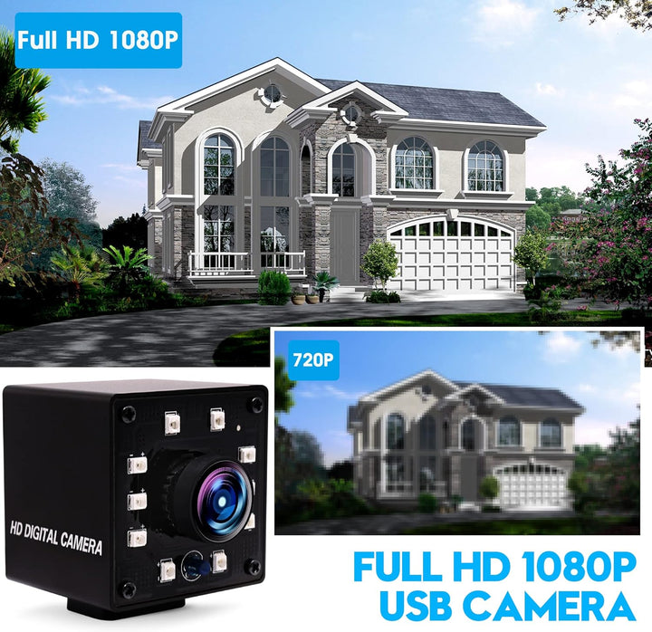 ELP USB Kamera 1080P Weitwinkel 170Grad Fisheye Webcam Full HD Nachtsicht Infrarot PC 100fps/60fps V