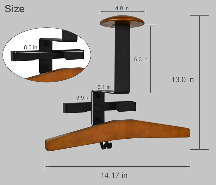 Helmhalter Wandhalterung, Motorrad Gear Rack mit Handschuhhalter, Gear Kleiderbügel, 2 Schlüsselhake