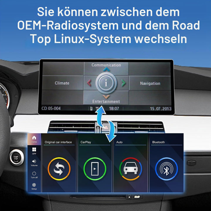 Road Top Autoradio 12,3 Zoll CarPlay Bildschirm für BMW 5er E60/E61 mit CCC | für BMW 5er E60/E61 mi