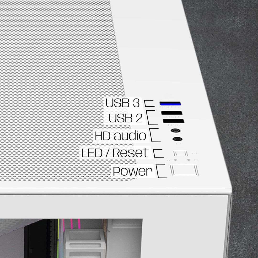 Empire Gaming - (2024 Neu) Gamer PC-Gehäuse CL-242 – ARGB Medium Tower ATX, Micro-ATX und ITX – 7 Lü