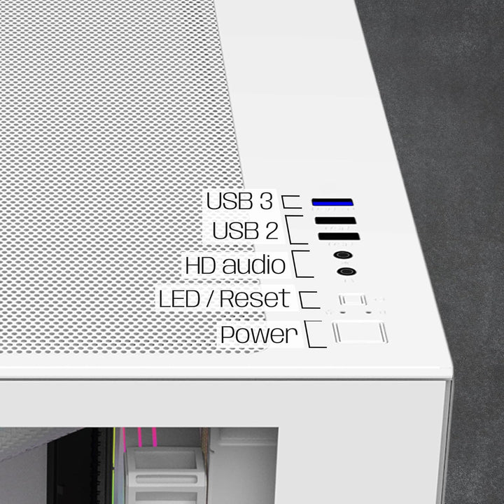 Empire Gaming - (2024 Neu) Gamer PC-Gehäuse CL-242 – ARGB Medium Tower ATX, Micro-ATX und ITX – 7 Lü