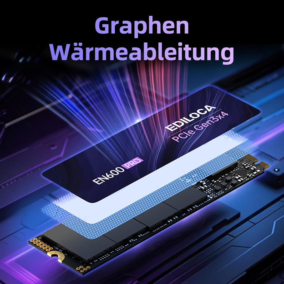 EN600 PRO 512 GB Interne SSD PCle 3.0x4, NVMe M.2 2280, SLC-Cache, 3200 MB/s Lesen, 2800 MB/s Schrei