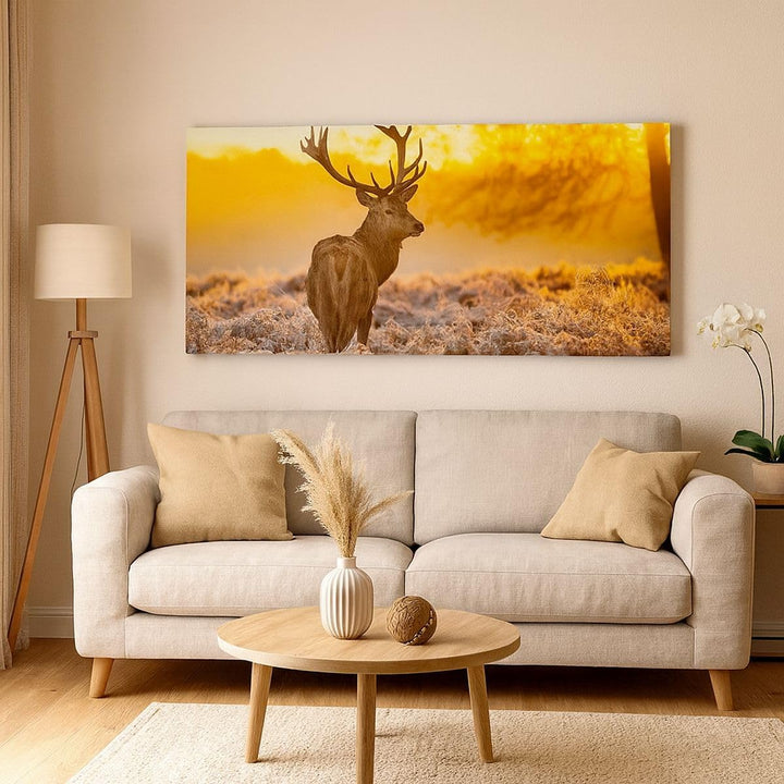 Wandbilder Dekoration Wohnzimmer Herbst landschaft natur blatt Panorama Bilder auf Leinwand 120x50cm