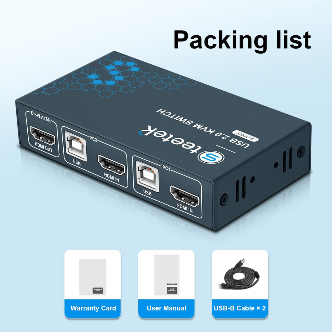 KVM Switch 2 PC 1 Monitore HDMI 1.4 USB2.0 Switch 4K@30Hz Ultra HD für 2 Computern zur gemeinsamen N