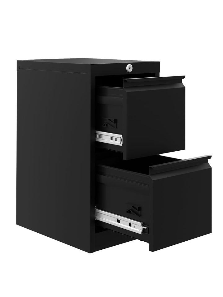 Metall Aktenschrank mit Abschliessbar 2 Schubladen, 38 x 45 x 73 cm Aufbewahrungsschrank für A4, Leg