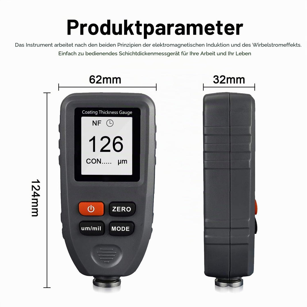 Dickenmessgerät für Autolackbeschichtung HP-1001 Digitaler Lackschichtdickenmessgerät Handheld mit A