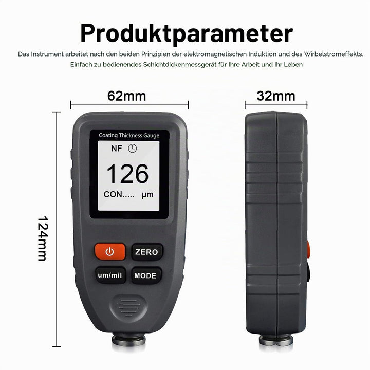 Dickenmessgerät für Autolackbeschichtung HP-1001 Digitaler Lackschichtdickenmessgerät Handheld mit A