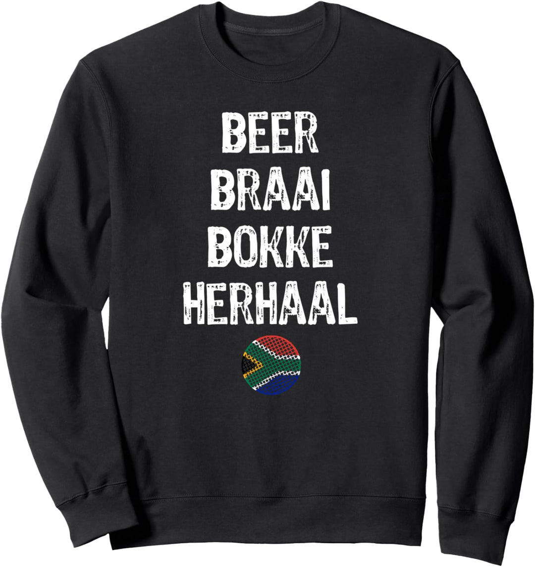 Beer Braai Bokke Herhaal Afrikaans Südafrika Rugby Fan Sweatshirt