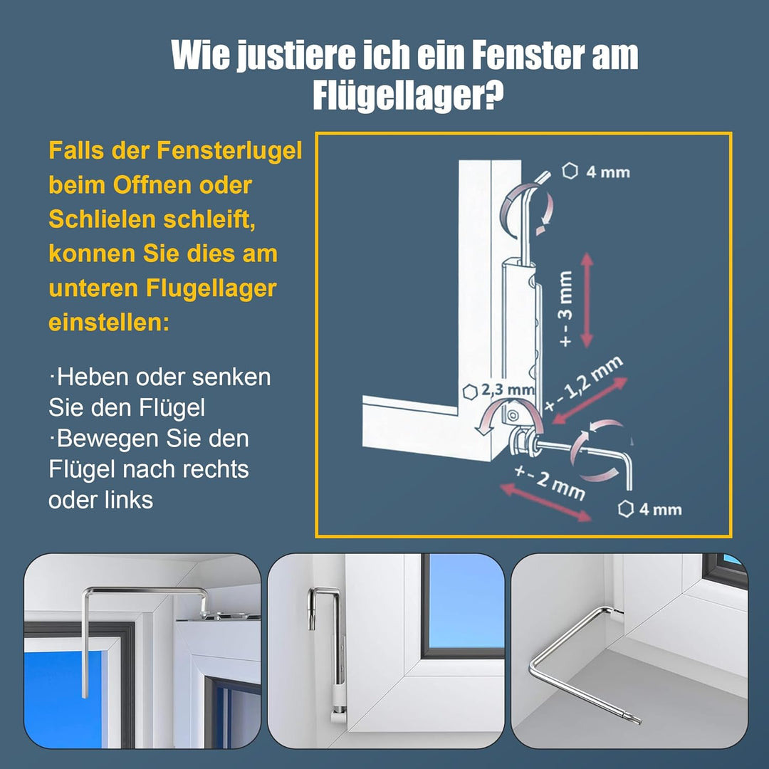 Enhon Fenster Einstellwerkzeug Set, Fenster Einstell Werkzeug Montage Multifunktions Tool Imbus TX15