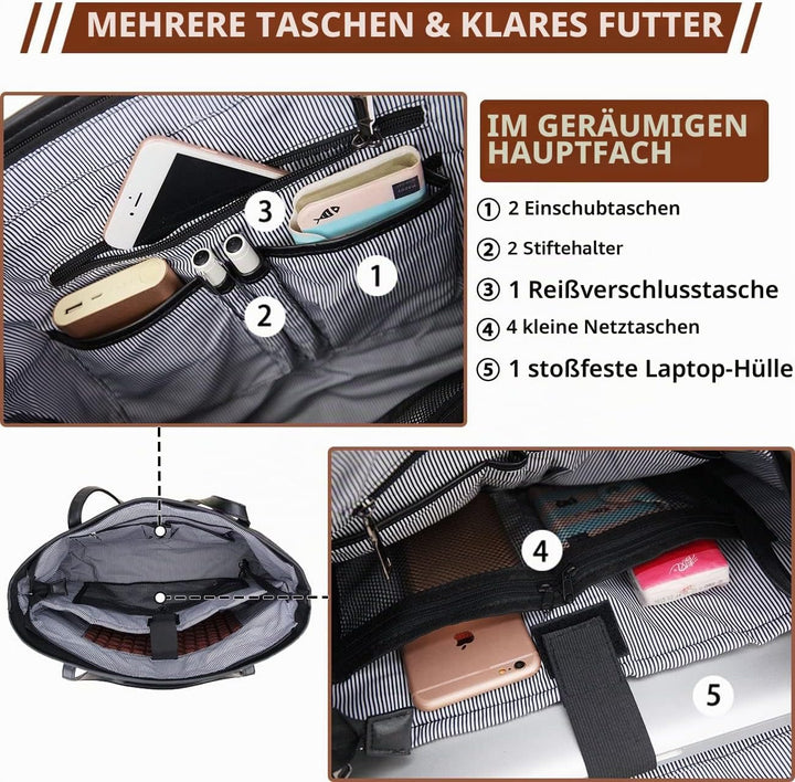 VX VONXURY Handtasche Damen Mittelgross Laptoptasche 15,6 Zoll Arbeitstasche Shopper Lehrertasche Sc