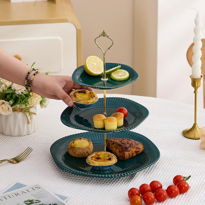 3-stöckiger Keramik-Cupcake-Ständer, Dessert-Kuchenständer & Servierplatte für Teepartys und Hochzei