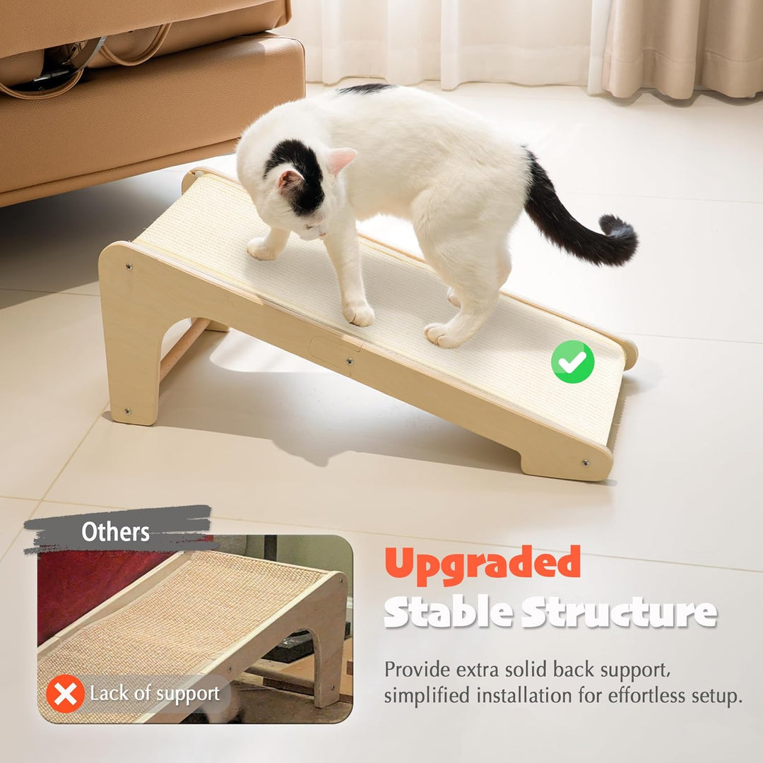 PETKARAY L-förmiges Dual-Use Sisal Kratzbrett für Katzen, 64 cm Hohe Kratzsäule aus Natürlichem Sisa