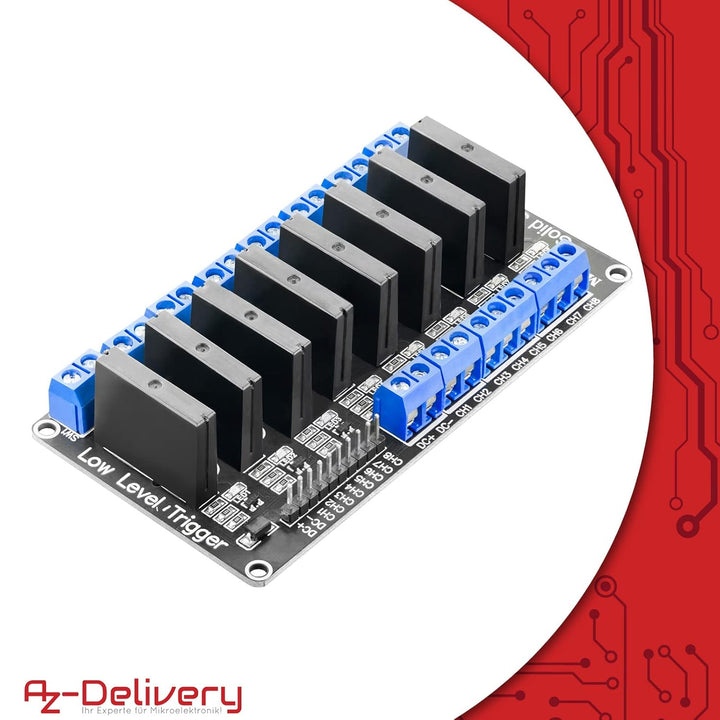 AZDelivery 8 Kanal Relais Modul 5V DC Solid State Relais Low Level Trigger Power Switch Relais Board