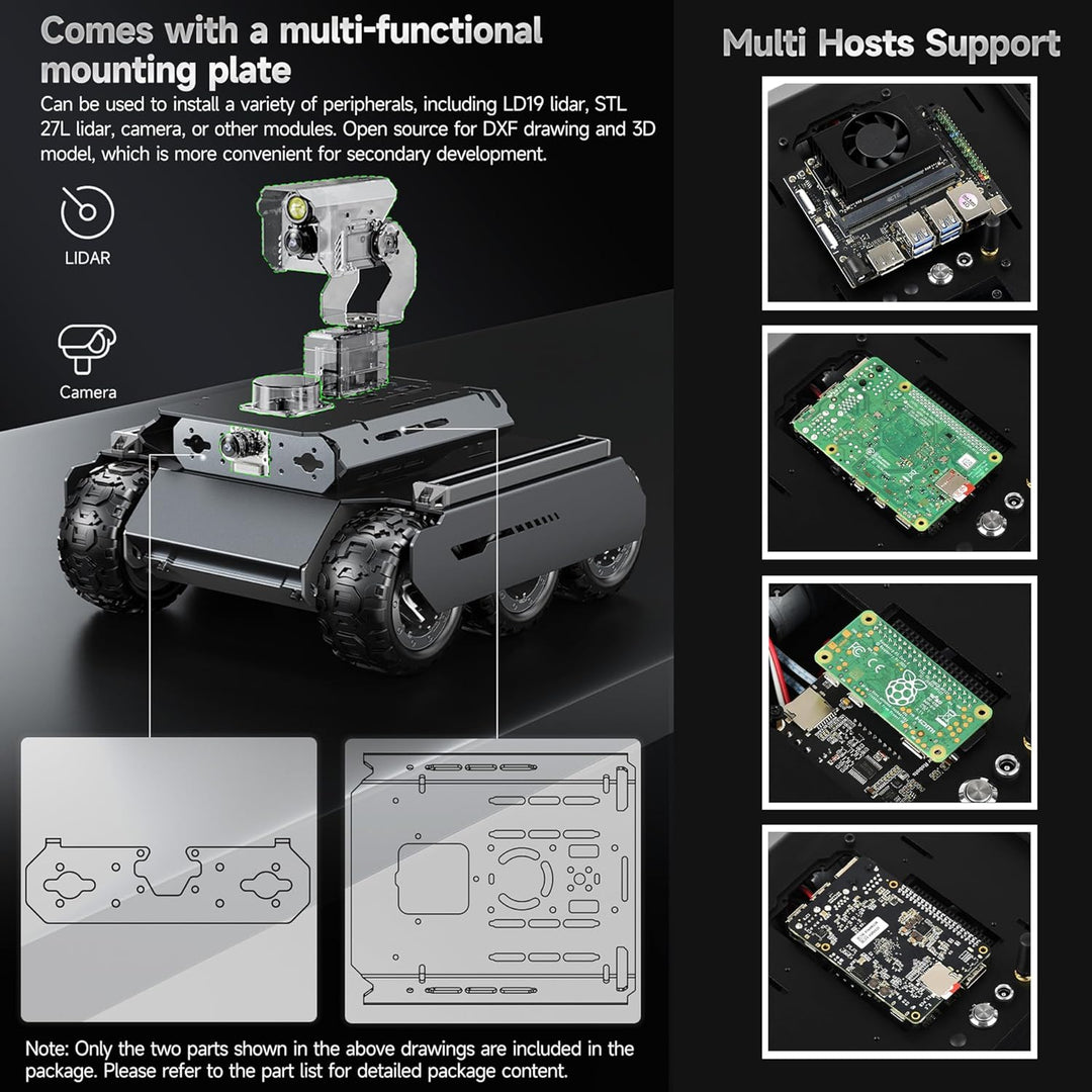 Waveshare Mobile Robot,Flexible and Expandable 6x4 Off-Road UGV, with Extension Rails and ESP32 Slav