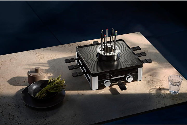 WMF Lumero 3in1 Gourmet Station für 8 Personen, Raclette Grill Fondue, elektrisch, Temperaturregulie