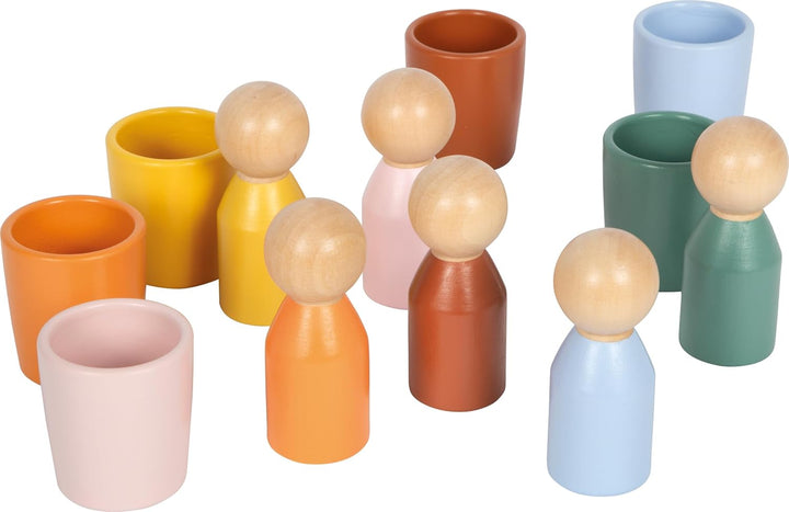 small Foot Montessori Sortierbecher mit Figuren, aus FSC® 100%-zertifiziertem Holz, Sortierspiel mit