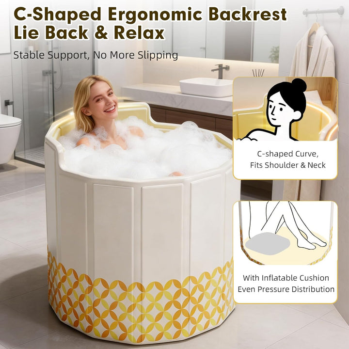 80 cm Faltbare Badewanne Erwachsene, Portable Erwachsenen-Badewanne für Dusche, Upgrade C-Förmiger R