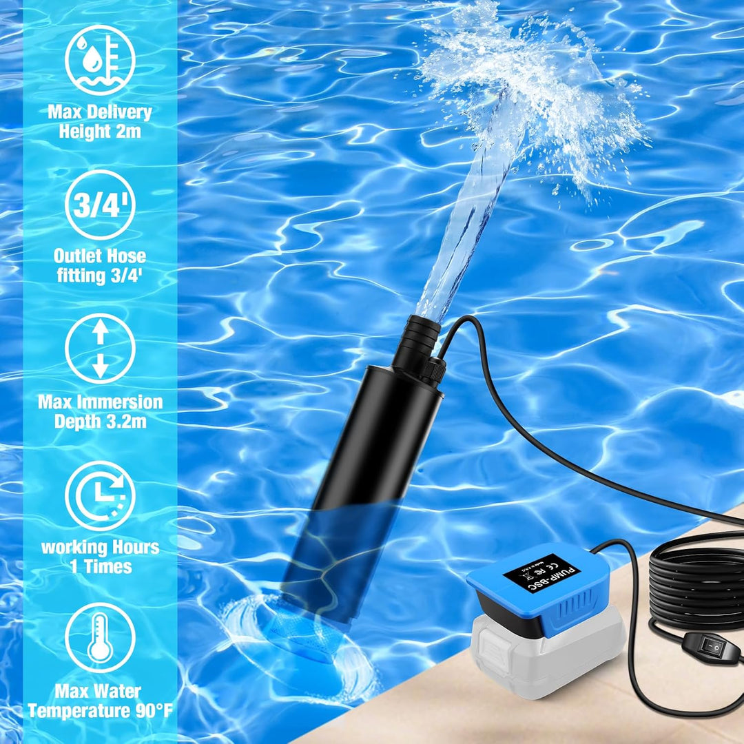 Tragbare Wasserpumpe Sumpfpumpe für Bosch 18V Home and Garden PBA Akku, 120W, 12V Regenfass Wassertr