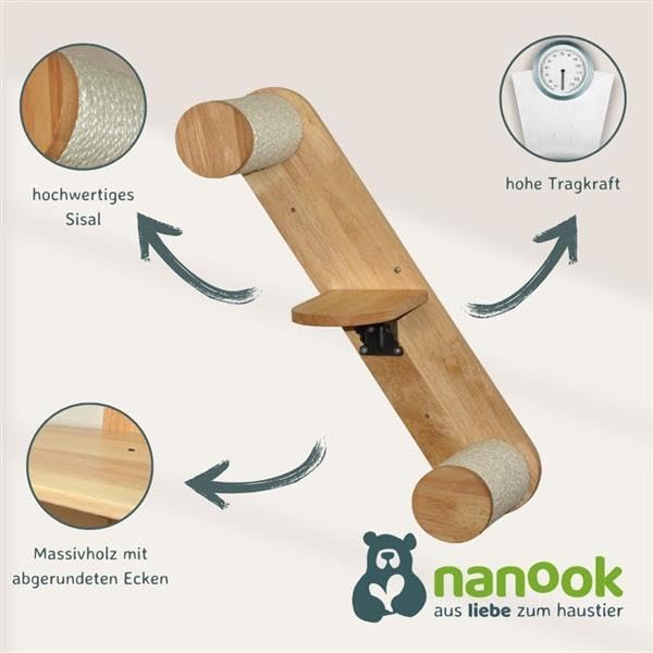 nanook Katzentreppe 3-stufig mit Sisalstämmen Wandkratzbaum Katzenleiter Kletterleiter Kletterwand -