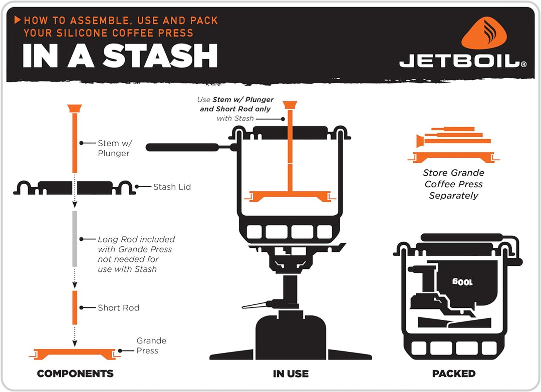 JETBOIL Grande Coffee Press Silicone One Size Silikon-Kaffeepresse Schwarz Grande Silikon: Stash, Mi