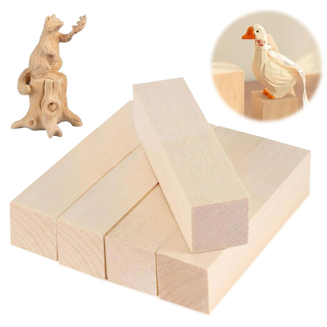 Schnitzholz, 5 Stück Lindenholz Holzblöcke zum Schnitzen, 15 x 5 x 5cm Schnitzen Holzblöcke Unbehand