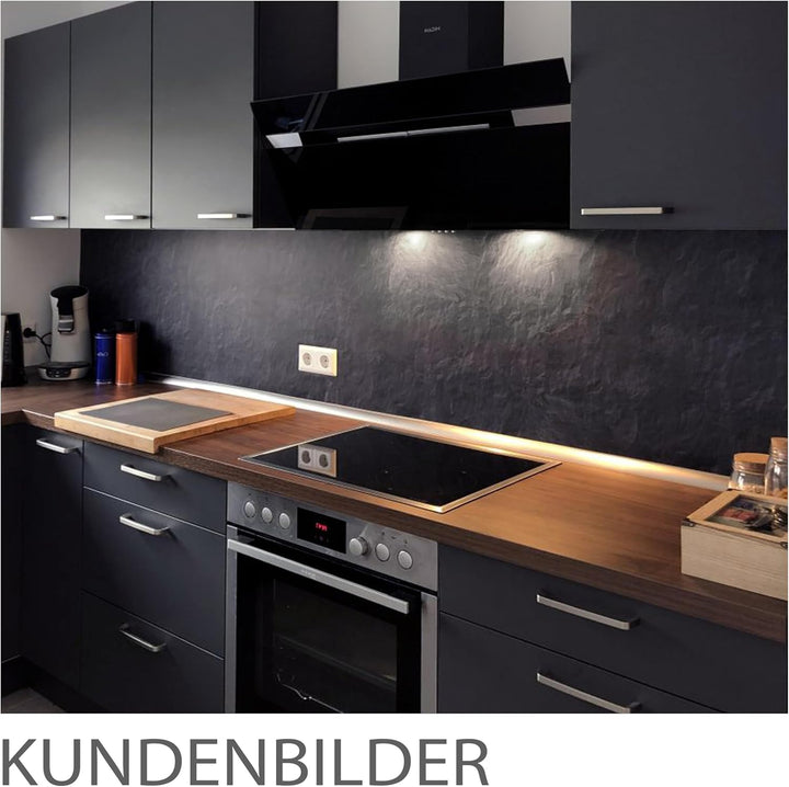Küchenrückwand selbstklebend Glasoptik - SCHIEFER - 1.8mm, versteift, alle Untergründe, Hart PET Mat