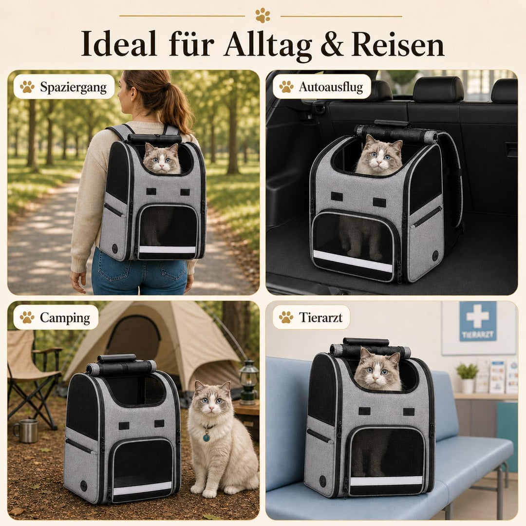 Katzenrucksack, Tragbare und Faltbare Katzentasche, Atmungsaktive und Leichte Hunderucksack, Multifu