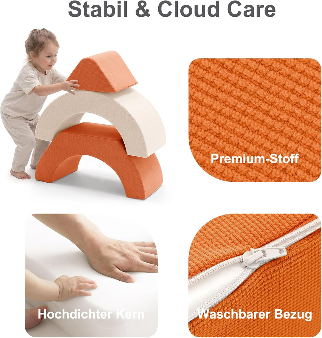 Zedachica 7PCS Schaumstoff Bausteine für Kinder,Softbausteine Baby mit Bällebad für Indoor Klettern,