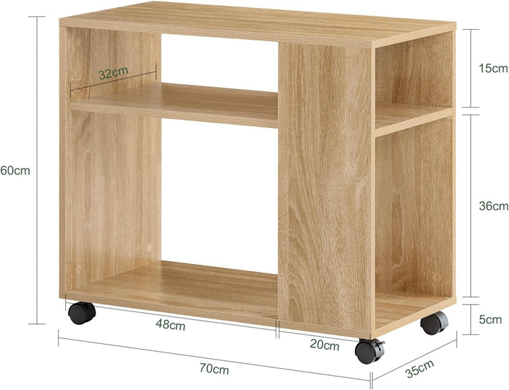 SoBuy FBT34-N Beistelltisch Zeitungsständer Couchtisch Nachttisch Tisch mit Rollen Natur, Natur