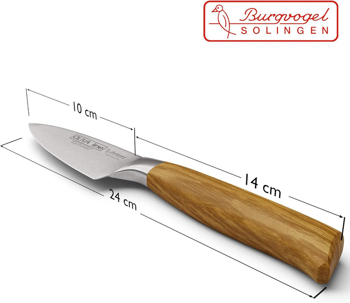 Burgvogel Solingen Kochmesser 10 cm geschmiedet Olivenholz, Oliva Line, rostfrei, deutsches Küchenme