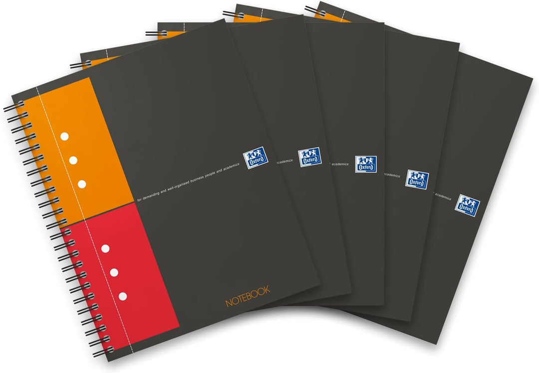 Oxford Notebook International A5, kariert, 160 Seiten, stabiler Kartondeckel, 5 Stück A5 5 Stück kar