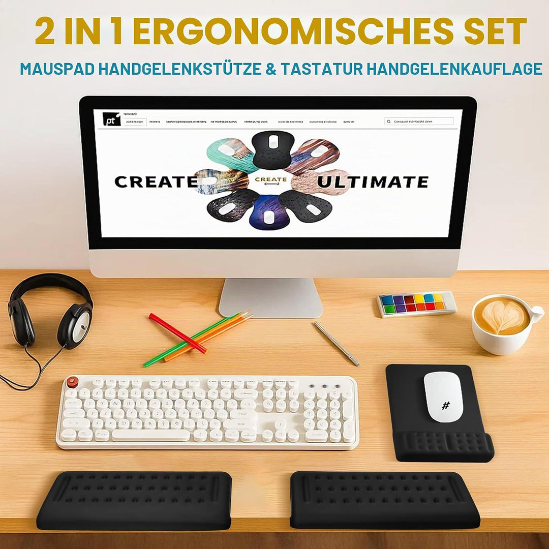 2PCS Handballenauflage Tastatur, L-förmige Armauflage Schreibtisch 30x10cm | Ergonomische Handgelenk