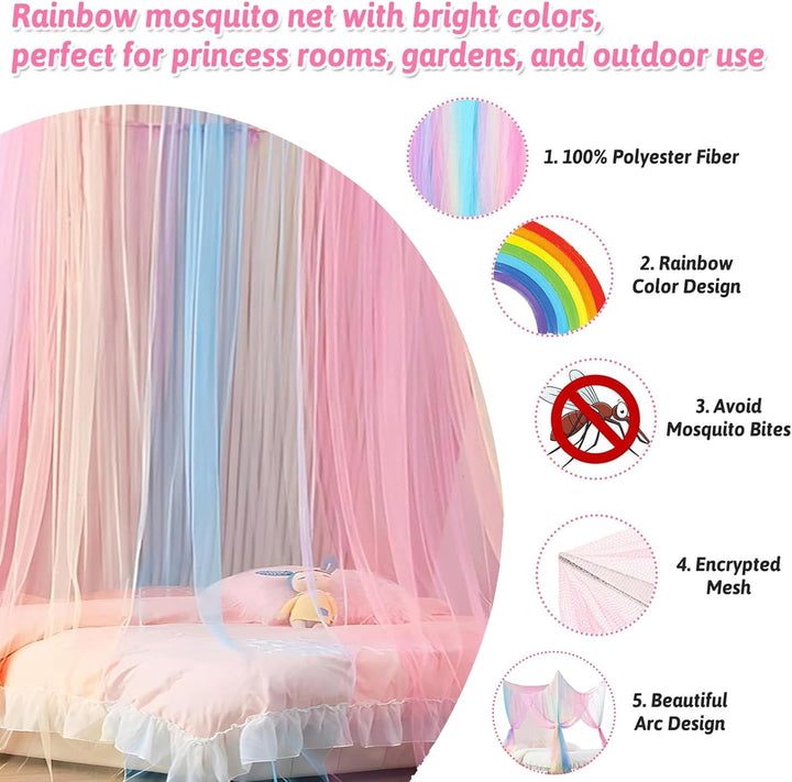 Forhome Betthimmel Mädchen, Regenbogen Baldachin Kinderzimmer, Hängendes Mückennetz Bett - Himmelbet