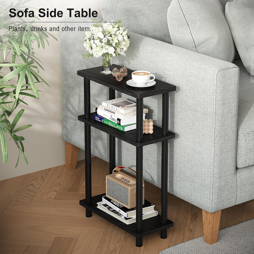 APICIZON Beistelltisch Schmal 3 Tier Beistelltisch Holz, 40x18x61.5CM, Nachttisch Schmal mit Staurau