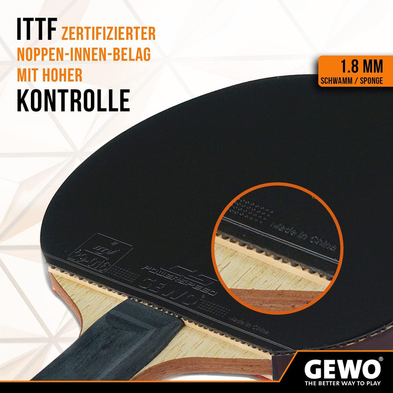 GEWO CS Energy Carbon - Tischtennis-Schläger - Profi-Tischtennisschläger, ITTF genehmigt - Carbon-Sc